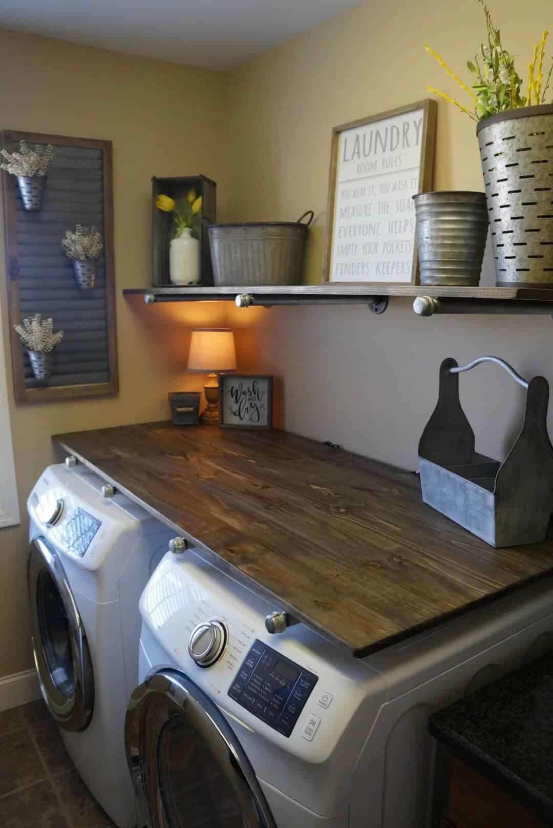 Industrial Pipe Shelves Laundry Room Storage