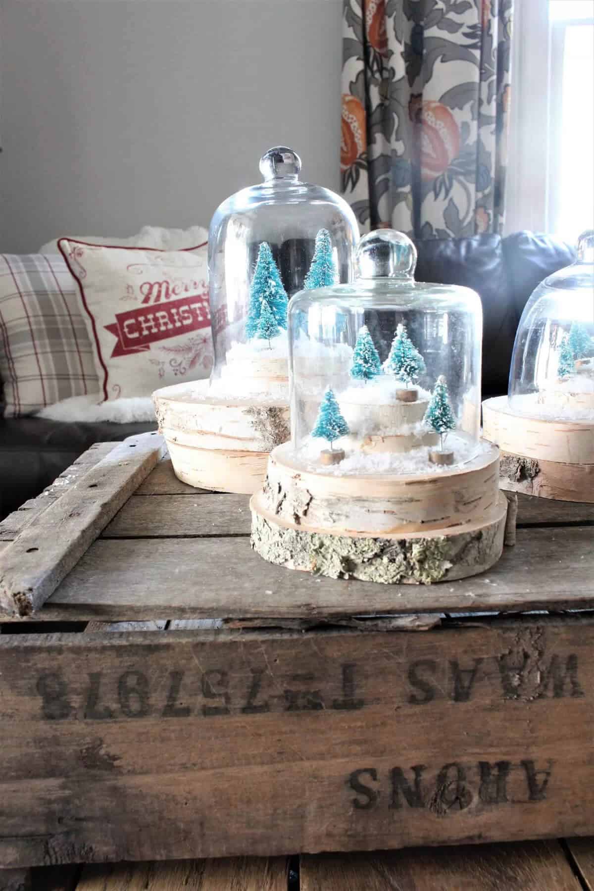 Holiday Sliced Wood Display Dome