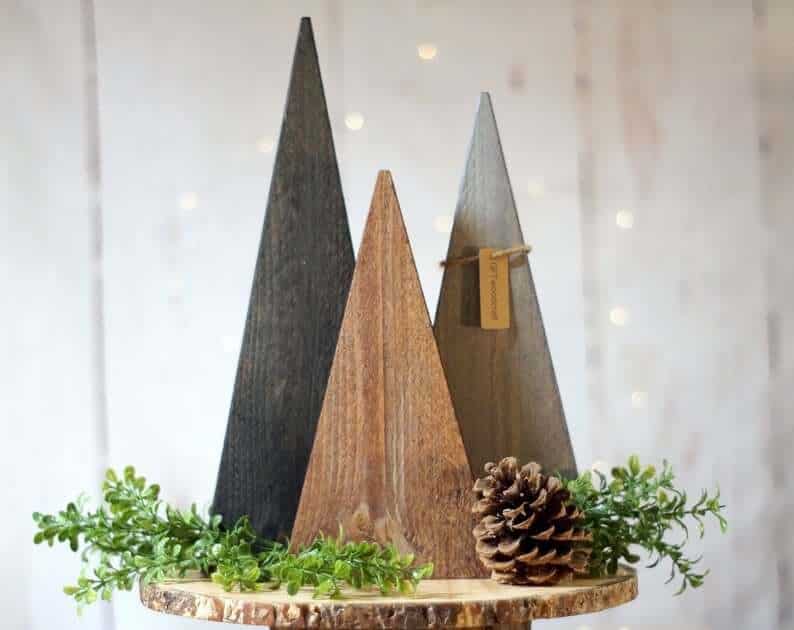 Tiered Wooden Pine Tree Trio