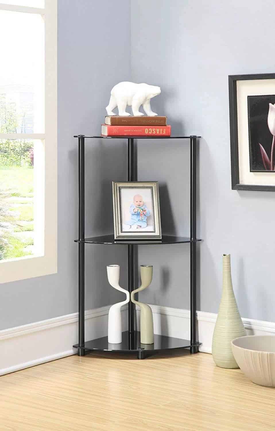 Metal and Glass Free-Standing Shelf