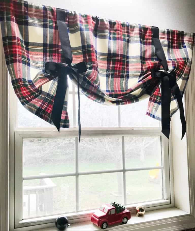 Christmas Curtain Design in Stewart Tartan Plaid