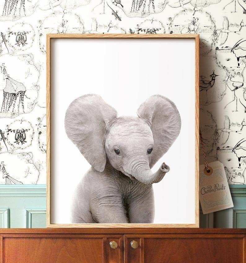 Cute Elephant Safari Nursery Art