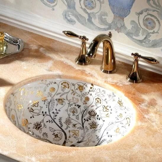 Elegant Countertop and Floral Basin