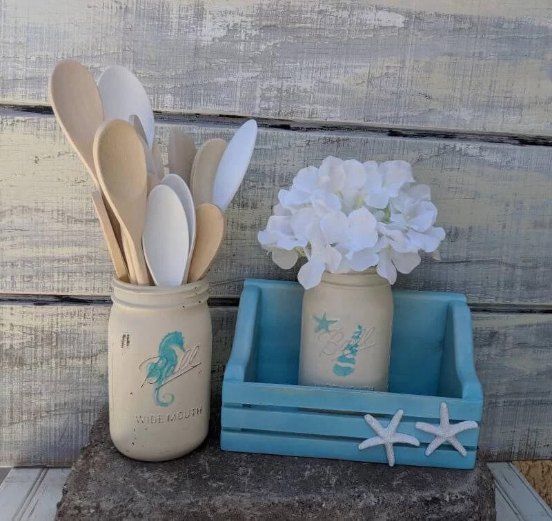 Coastal Farmhouse Mason Jar Set