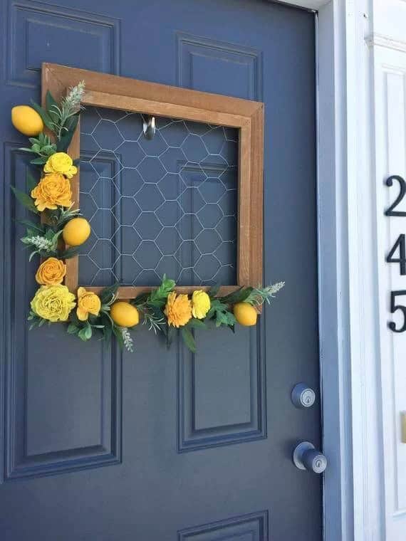 Lemon Frame Wreath with Chicken Wire