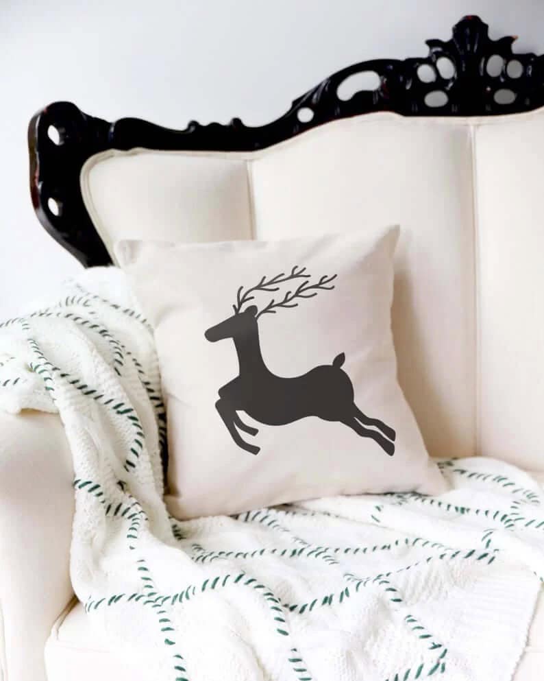 Stylish Reindeer Canvas Throw Pillow Cover