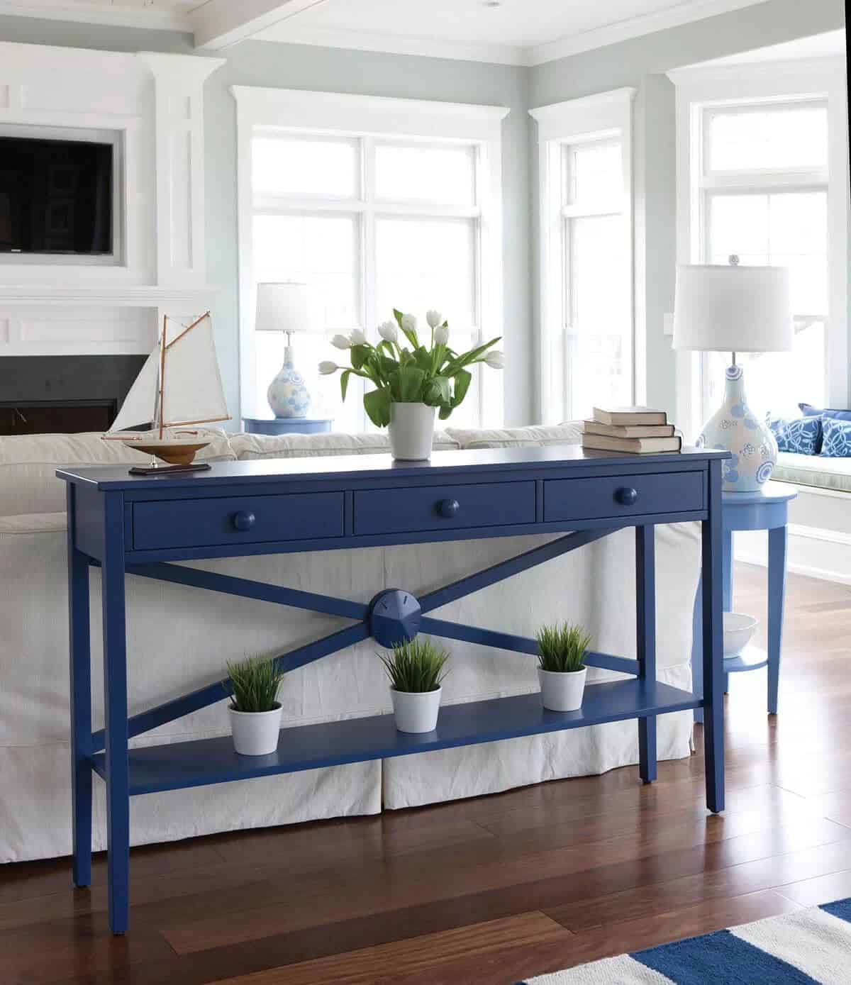 Caribbean Blue Drawer & Runner Sofa Table