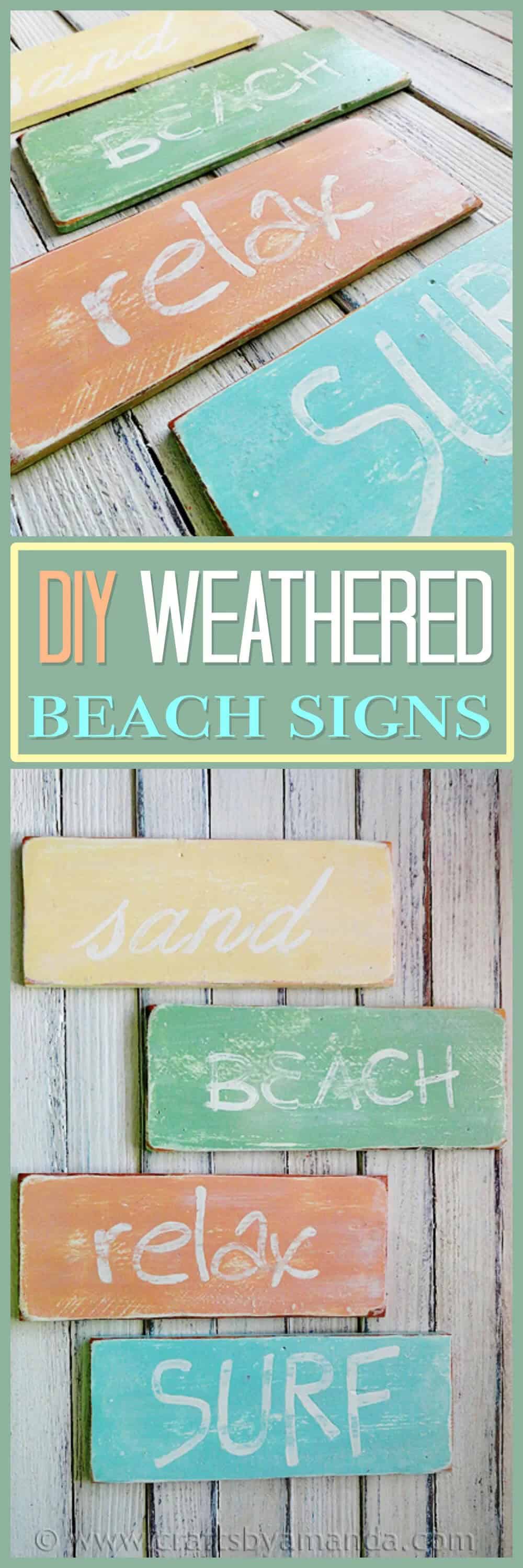 Weathered Beach Themed Wooden Sign