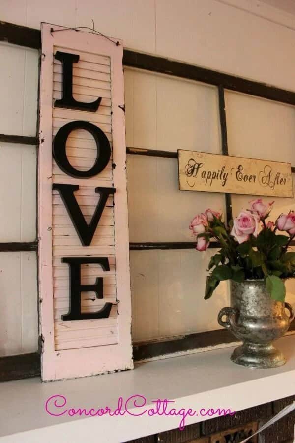 Shabby Chic Shutter Sign Valentine’s Day Decoration