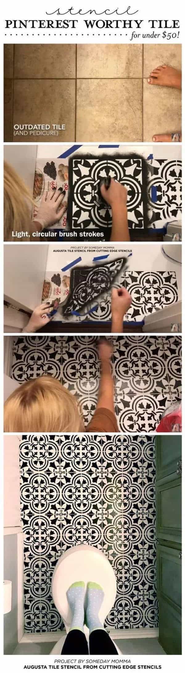 Create Old World Mosaic Floor with Stencils