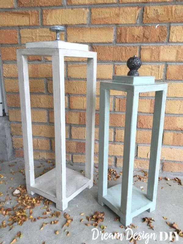 Outdoor Wood Lanterns with Finials