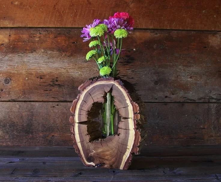 Hallowed Out Wooden Vase