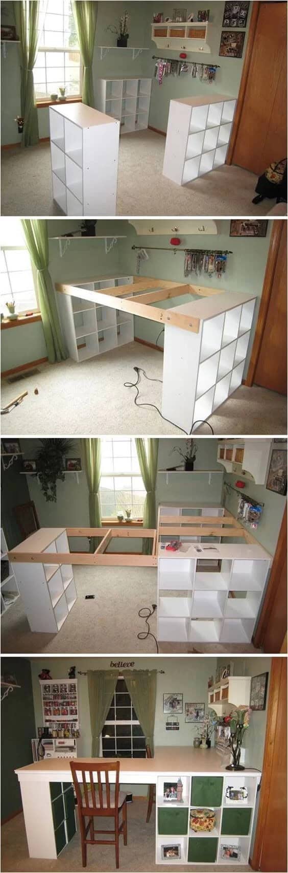 L-Shaped Work Space with Built-in Storage