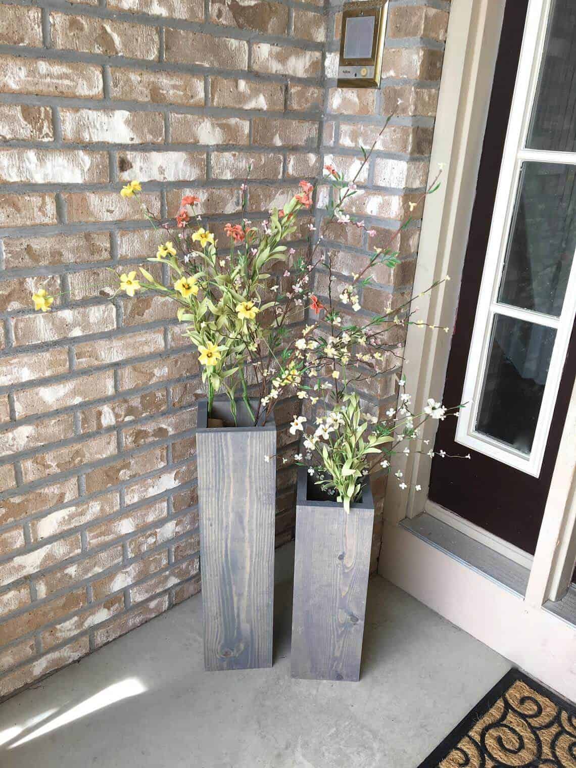 Squared Off and Spun Traditional Wooden Porch Planters