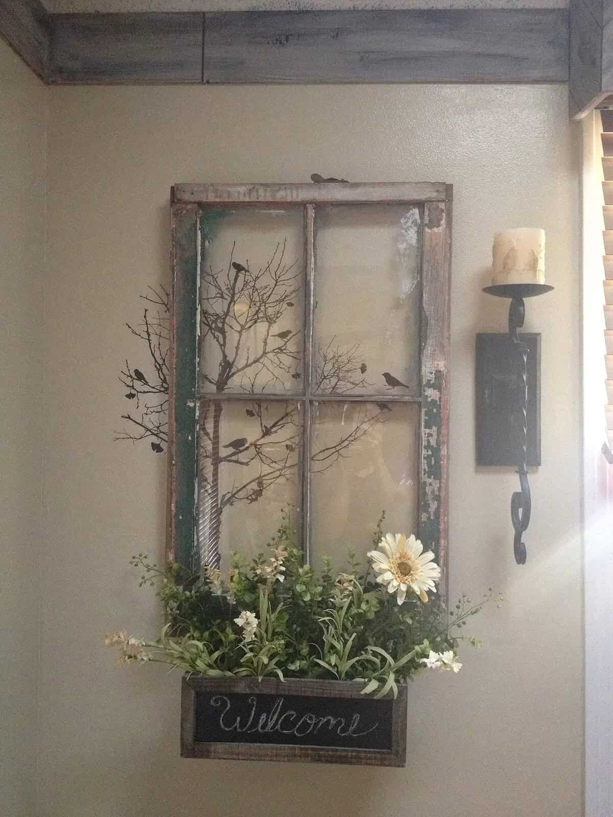 Welcoming Window Repurposed Planter Sign