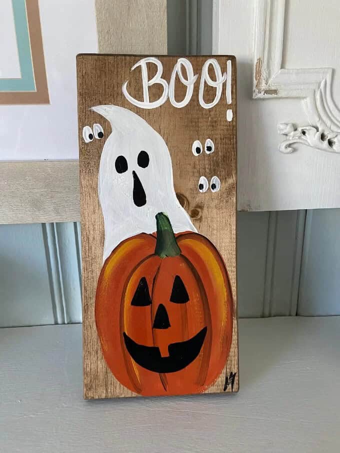 Painted Wooden Halloween Character Sign