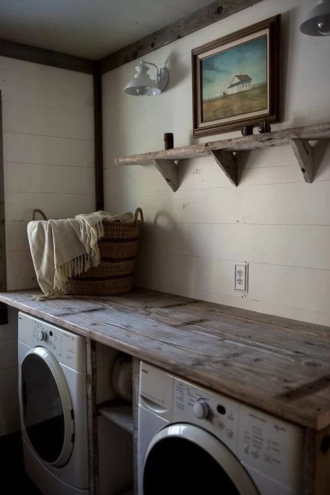 Wonderfully Rustic Laundry Room Workspace