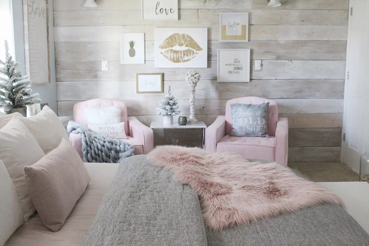 A Feminine Rustic Retreat with Shiplap Accent Wall