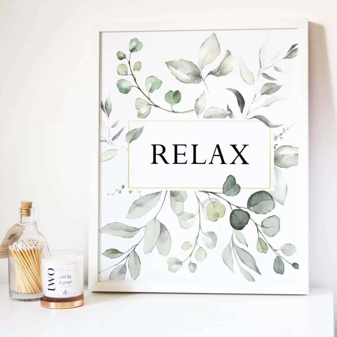 Botanical Eucalyptus Modern Relax Spa Sign