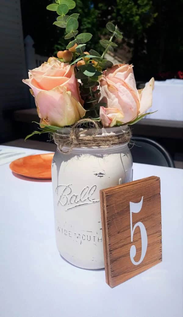 Painted Mason Jar Rustic Centerpiece