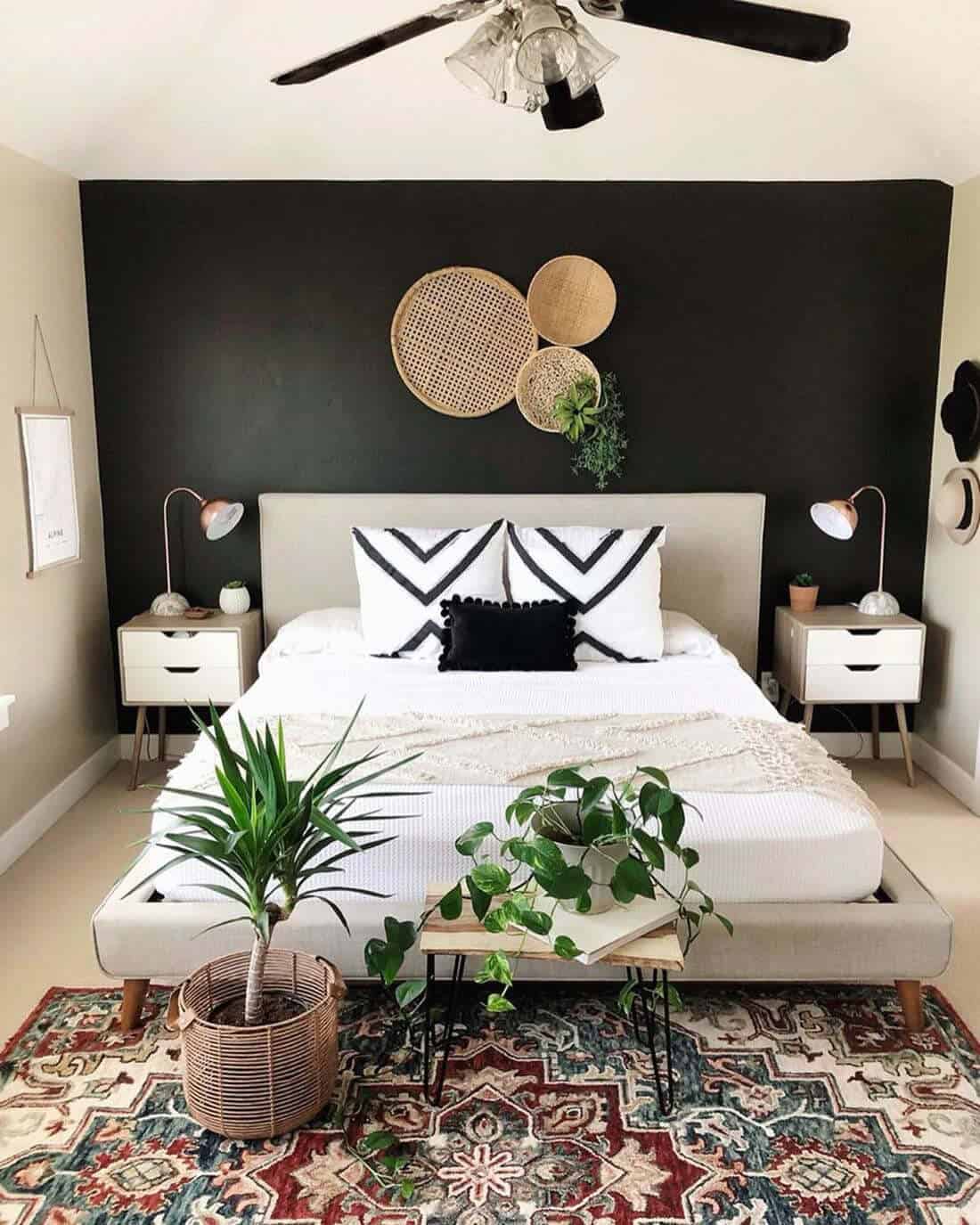 Breezy Bohemian Black and White Small Bedroom