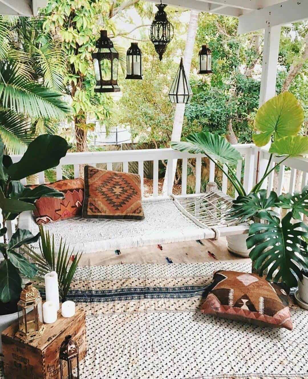 Bohemian Porch with Woven Bench Seat