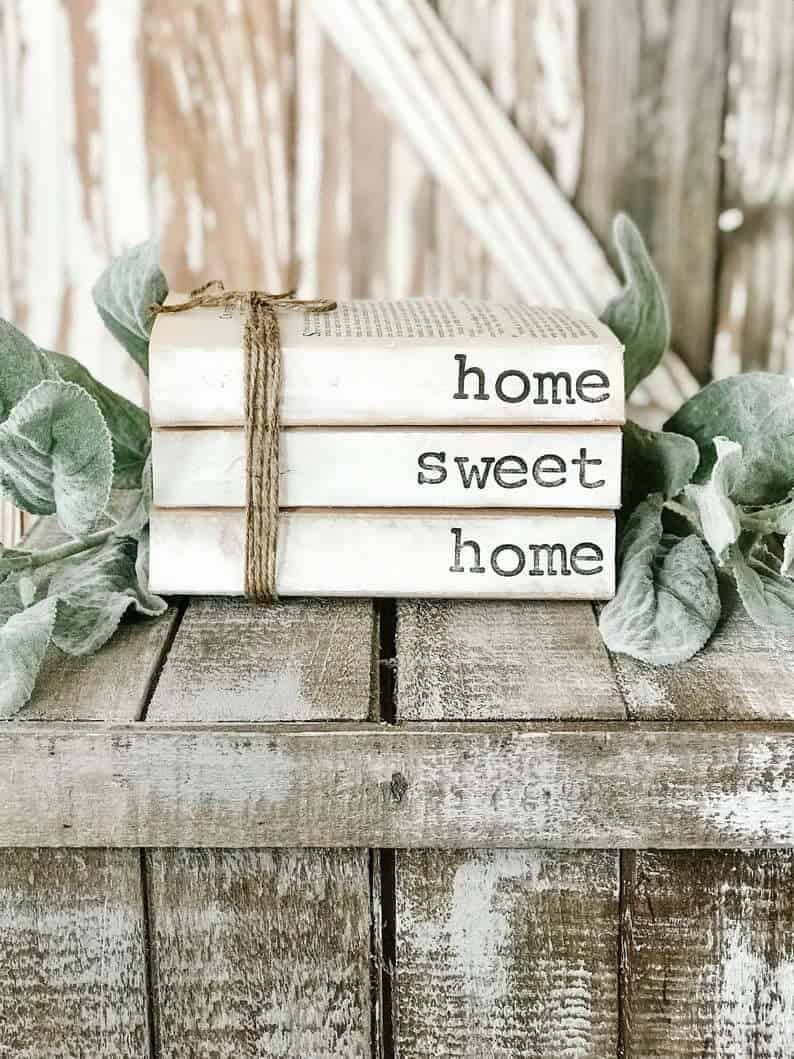 Decorative Home Sweet Home Vintage Book Trio