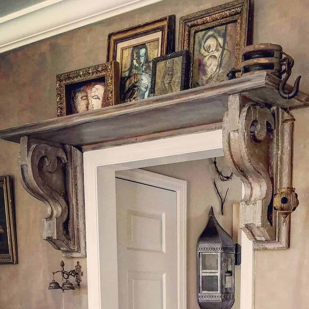 Old World Elegance with Distressed Over-Door Display