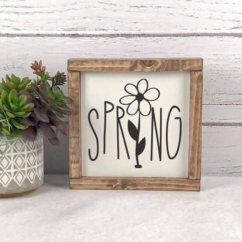 Rustic Framed Modern Farmhouse Spring Sign