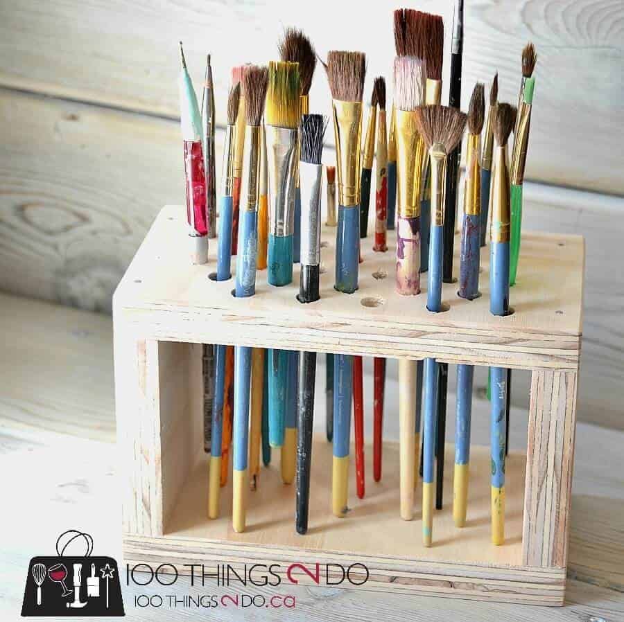 Hold That Paint Brush Wood Organizer