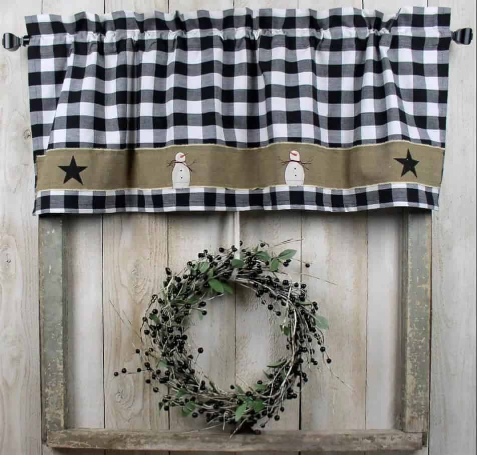 Homespun Buffalo Plaid Valance with Primitive Vibes