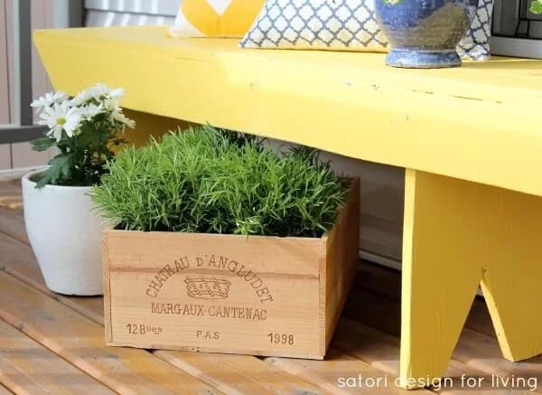 Little Wine Crate Tucked Under a Bench