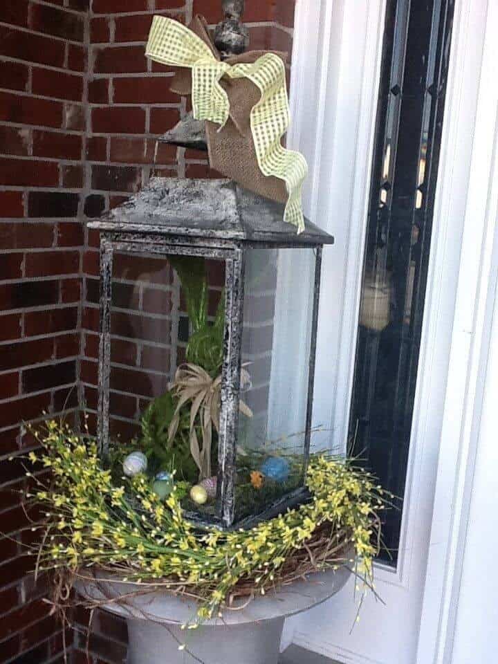 Antique Lantern Easter Bunny Porch Decoration