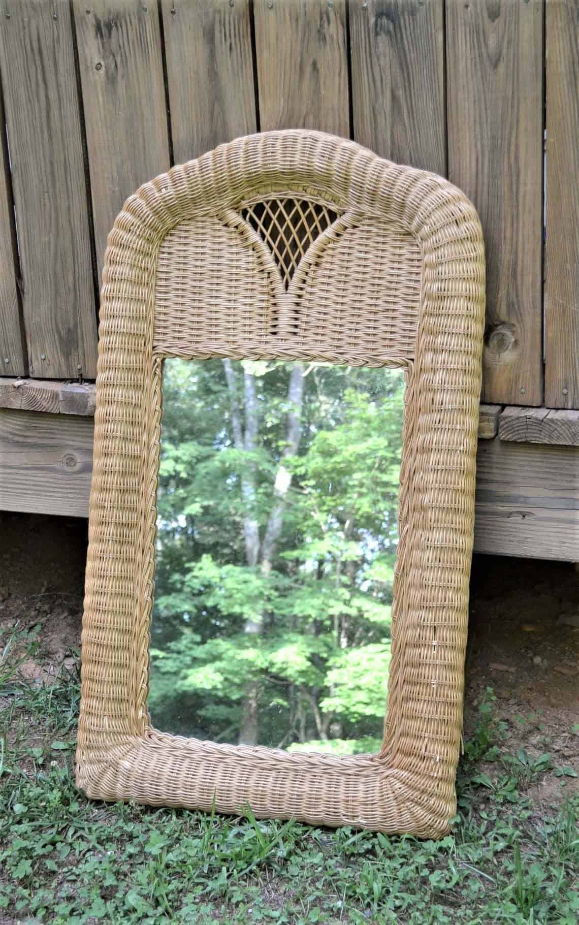 Large Vintage Rattan Wall Mirror