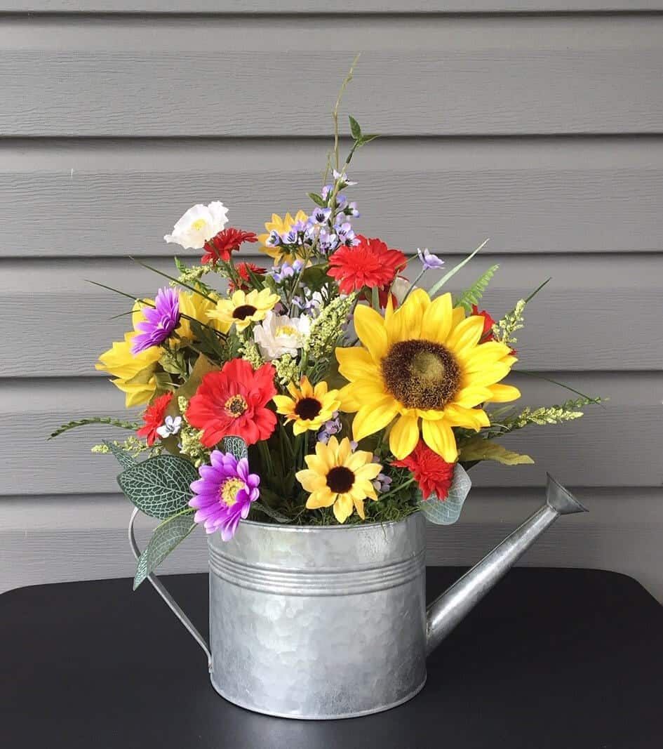 Sunflower Farmhouse Watering Can Arrangement