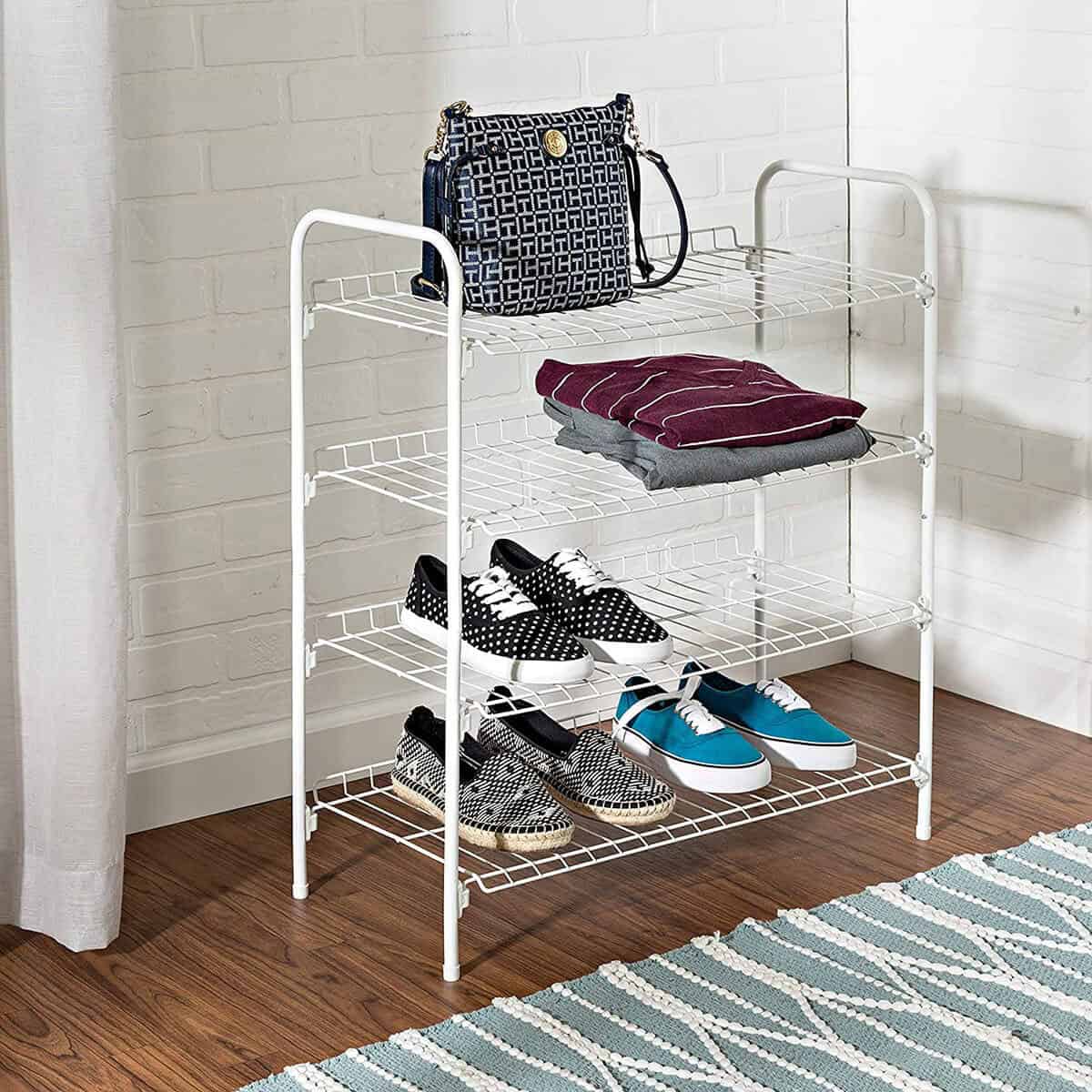 Simple White Metal Wire Shoe Racks