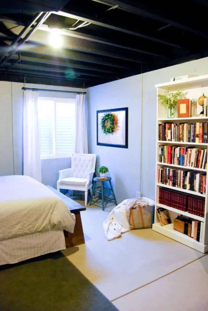 A Guest Bedroom Retreat in the Basement