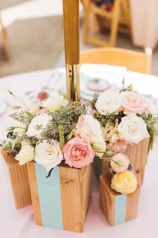 DIY Painted Wooden Block Centerpiece