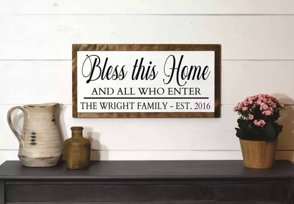 “Bless This Home” Personalized Wood Family Plaque