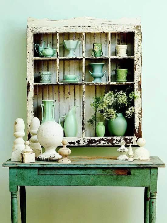 Shabby Chic Window Frame Shelving