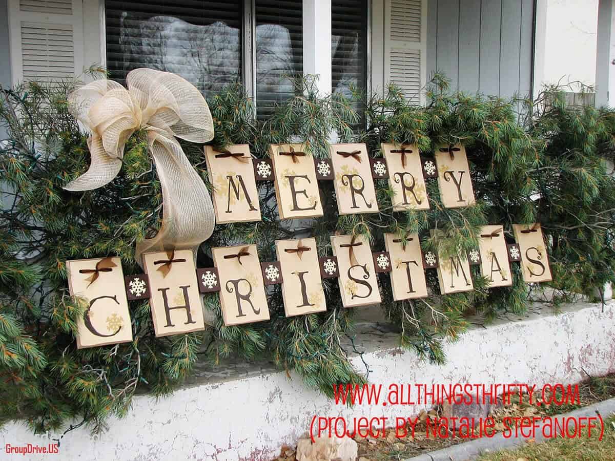 Merry Christmas Letter Tiles and Pine Rope