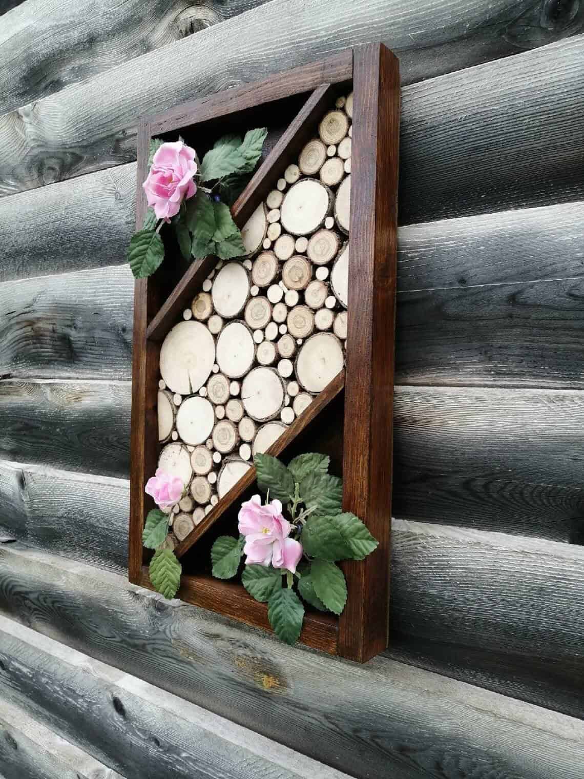 Framed Wood Slice Wall Art Design