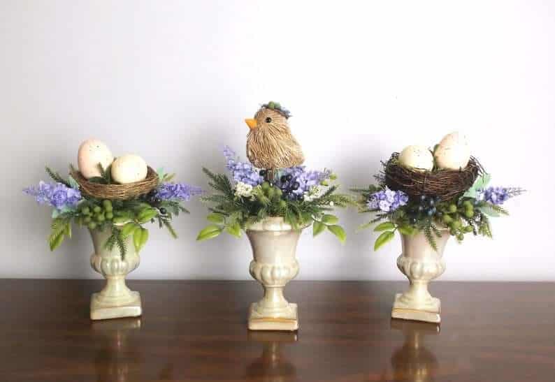 Beautiful Bird Set of Nests on Pedestals