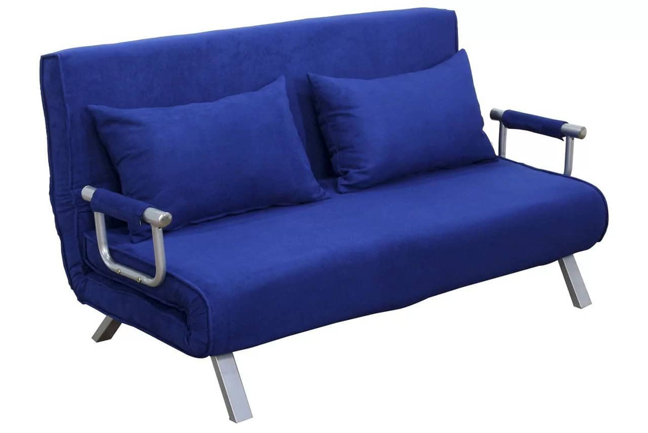 The HomCom 61″ Folding Futon Sleeper Couch Sofa Bed in Blue