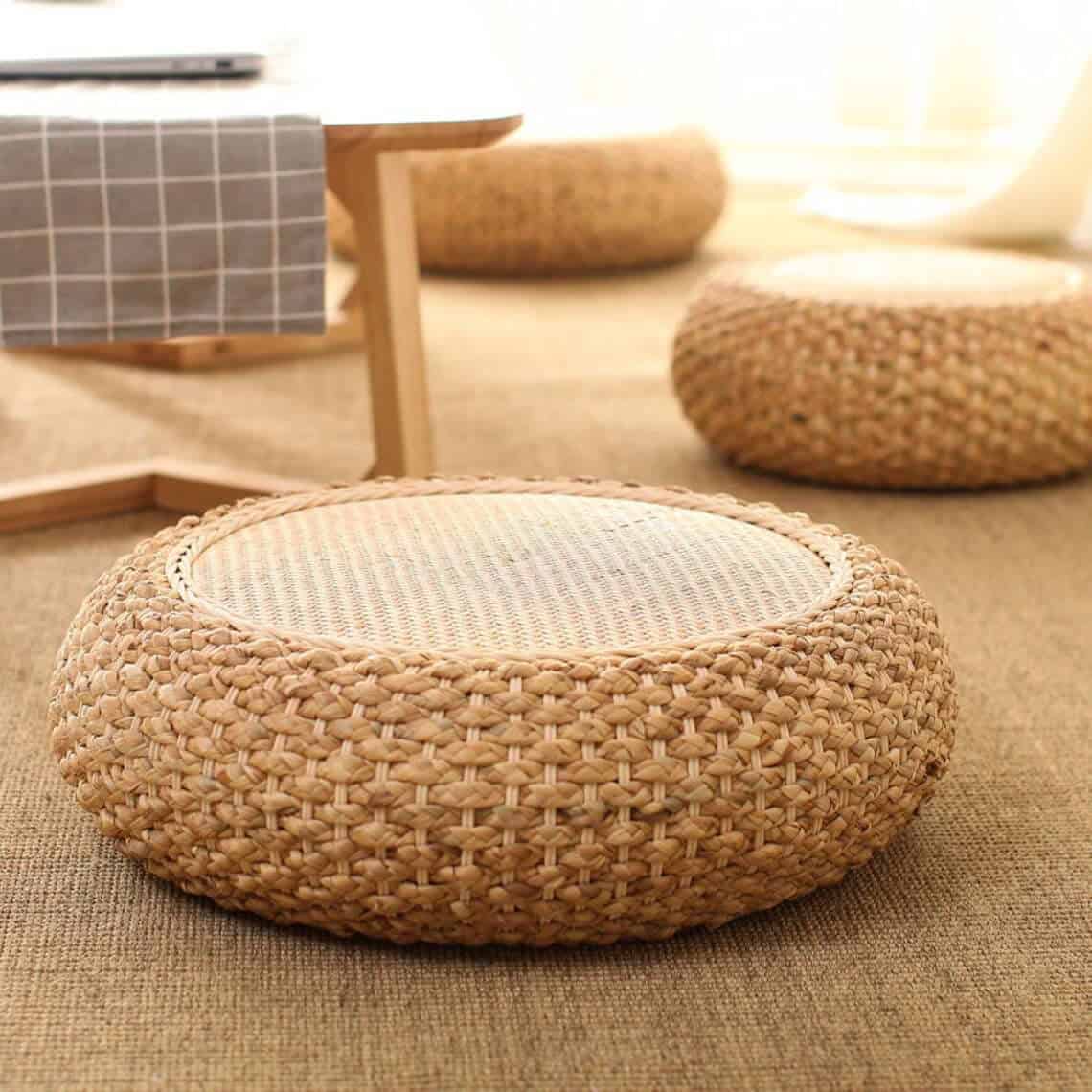 Rustic Zafu Zabuton Floor Cushion Ottoman