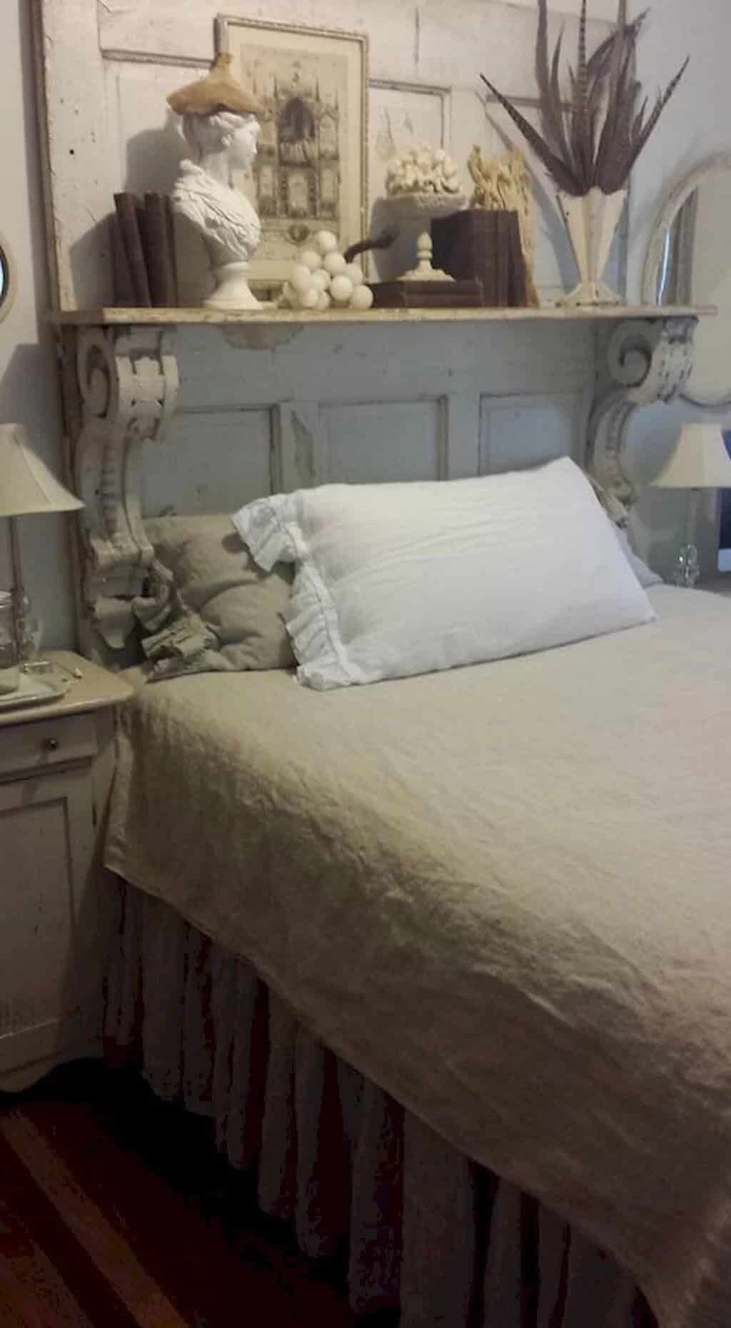 Architectural Salvage Headboard Idea with Shelving