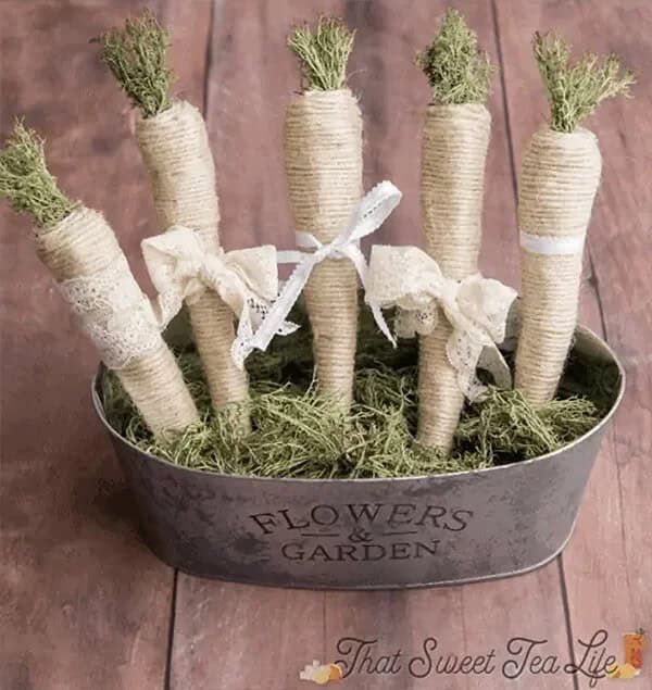 Handmade Farmhouse Faux Carrot Basket