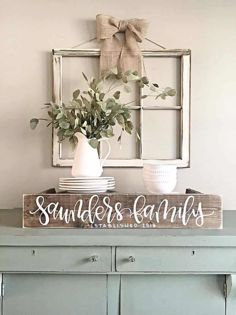 Rustic Farmhouse Family Sign Dining Room Display