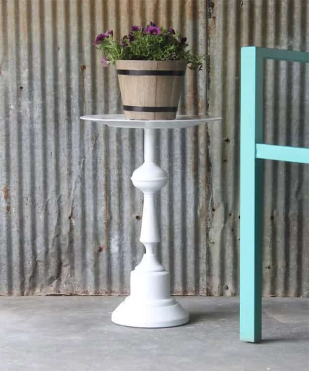 Side Table Upcycled Lamp Base