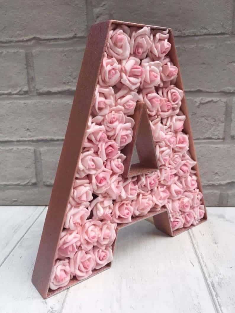 Rose Bud Studded Initial Bedroom Decor